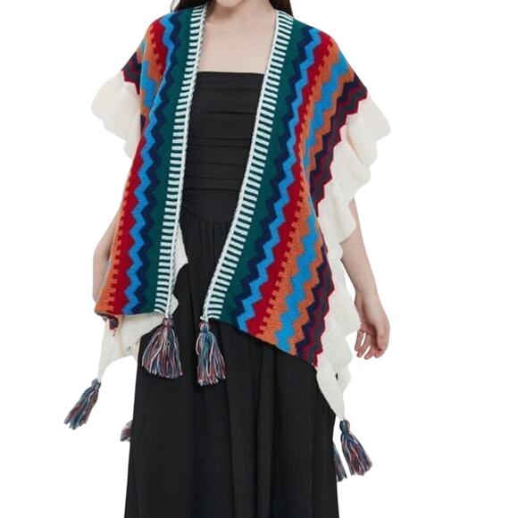 NIFTRIRY Wrap Poncho Cape Cardigan Sweater with Open Front One Size New with Tag - Picture 4 of 8